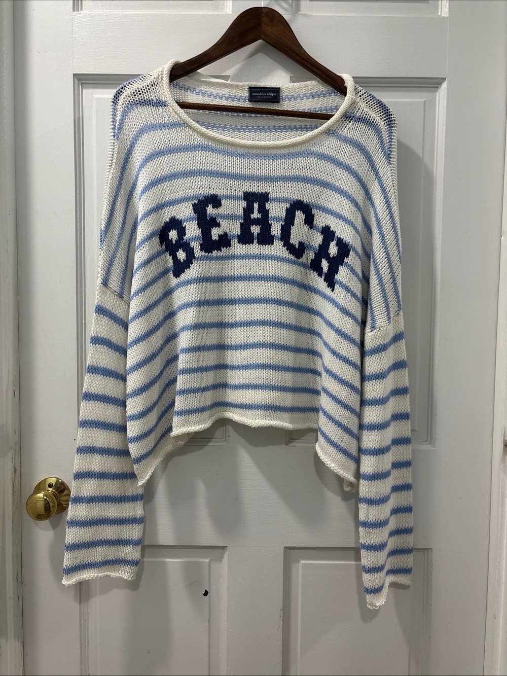 Wooden Ships By Paola Buendia Women’s Beach Striped Sweater S/M Sky Striped EUC